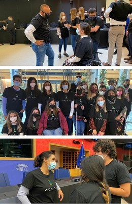 Arriiba, encuentro con Jordi Cañas. En el centro, foto de familia con Dolors Montserrat. Abajo, Silvana habla con algunos de nuestros jóvenes