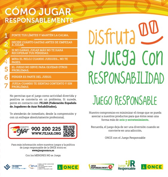 Portada del Díptico de la Campaña sobre Juego Responsable