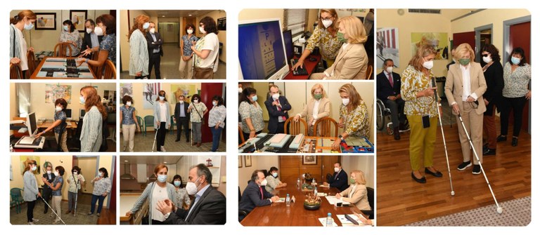 Collage con las visitas de Mónica García y Dancausa