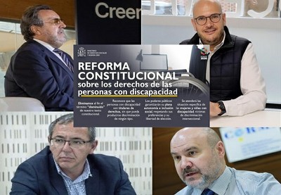 Los cuatro líderes de la discapacidad, Miguel Carballeda, Anxo Queruga, Enrique Galván y Luis Cayo Pérez, de arriba a abajo y de izda a dcha. Los cuatro líderes de la discapacidad, Miguel Carballeda, Anxo Queruga, Enrique Galván y Luis Cayo Pérez, de arriba a abajo y de izda a dcha.