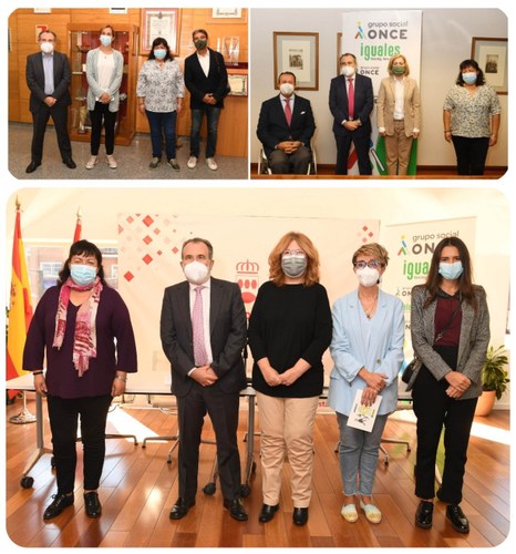 Collage con los posados de las tres visitas