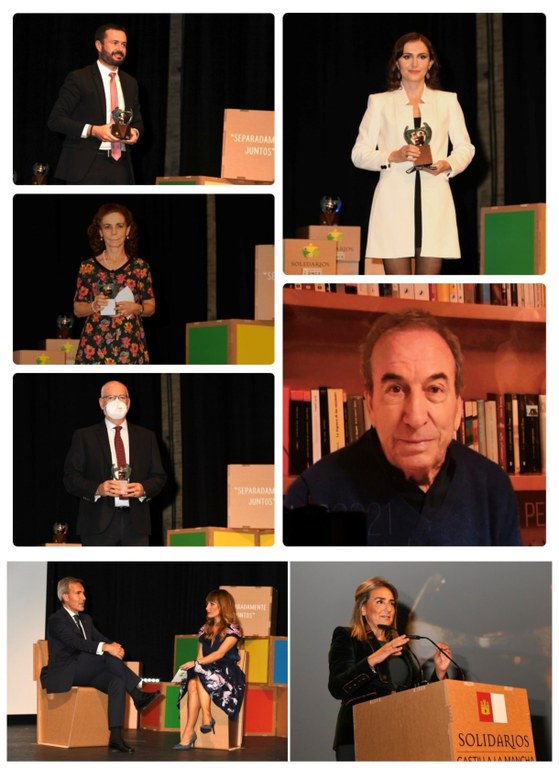 Collage con los premiados y autoridades de los Solidarios Castilla-La Mancha