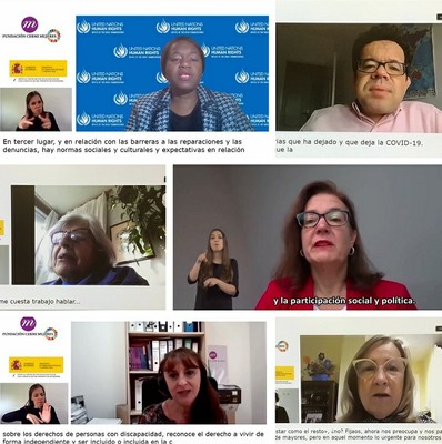 De izq a dcha: Ouaffo, Jesús Martín, Mariqueta Vázquez, Malher, Manuela Muro e Isabel Caballero