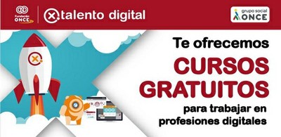 Diapositiva cartel con oferta de cursos de  Por Talento Digital