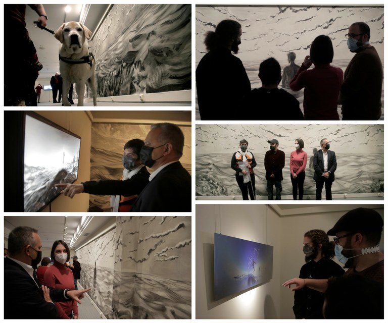 Varios  momentos de la presentación de la exposición