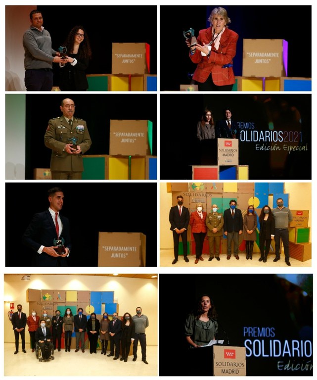 Collage con las entregas de los Premios Solidarios ONCE Madrid