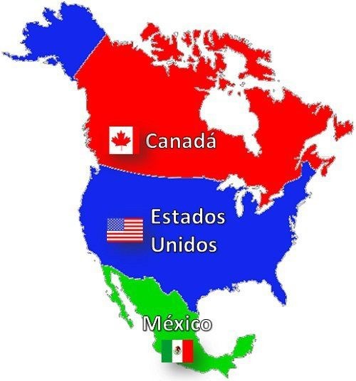 Mapa de Canadá, EEUU y México