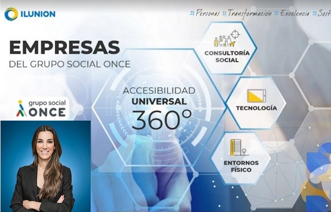Patricia Otero sobre diapositiva de Ilunion Accesibilidad 360 grados