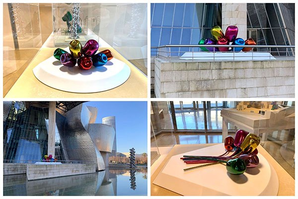 Collage de las maqueta de los tulipanes y de su original