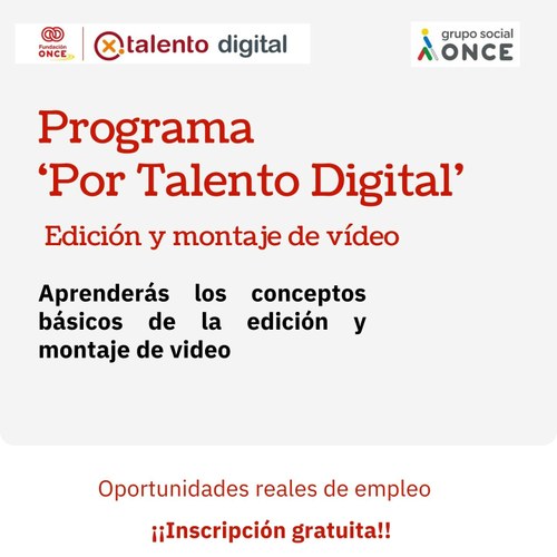 Diapositiva cartel del nuevo curso de Inserta sobre edición audiovisual Diapositiva cartel del nuevo curso de Inserta sobre edición audiovisual