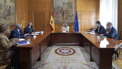 Un momento de la intervención de Pedreño durante la reunión en el ministerio con Yolanda Díaz