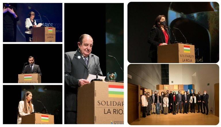 Collage con los ganadores y autoridades de los Premios Solidarios La Rioja