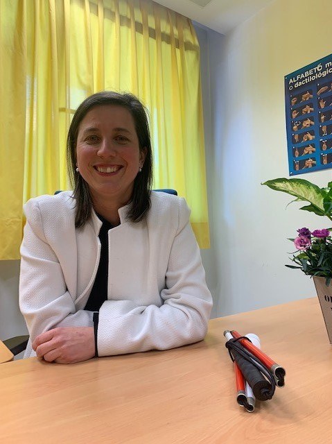 Raquel Alba Martín en su despacho sito en el CRE de la ONCE, en Madrid 