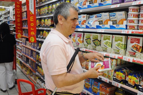 Una persona ciega comprando en el supermercado