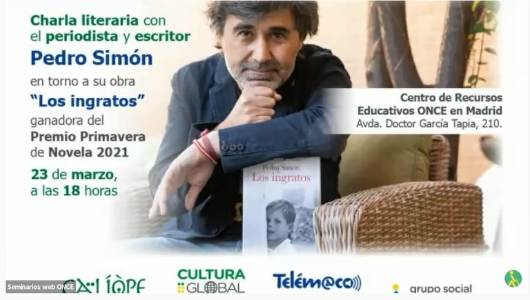 Cartel de la charla con Pedro Simón