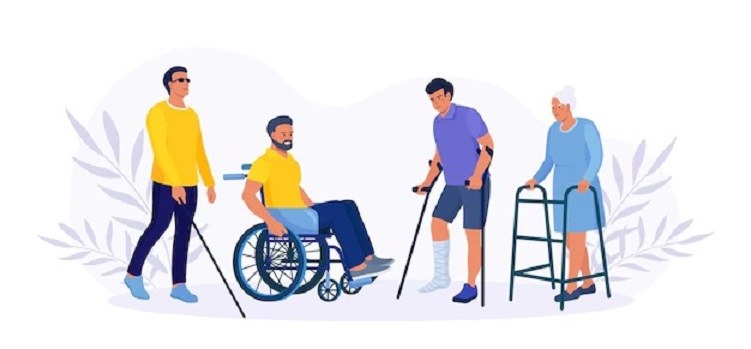 Diapositiva representativa de varias personas con distintas discapacidades
