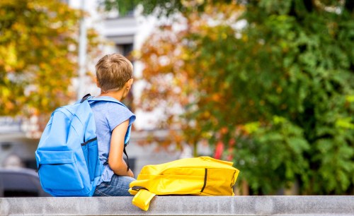 Niño con su mochila a la espalda