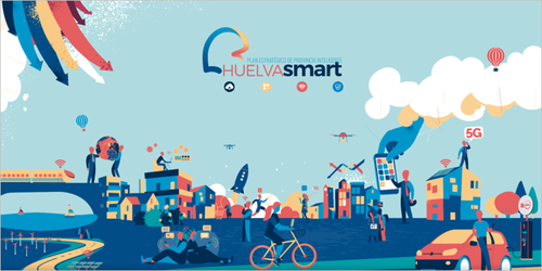 Cartel alusivo a proyectos para Huelva como smartcity