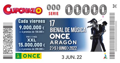 Cupón del 3 de junio dedicado a la 17 Bienal de Música ONCE