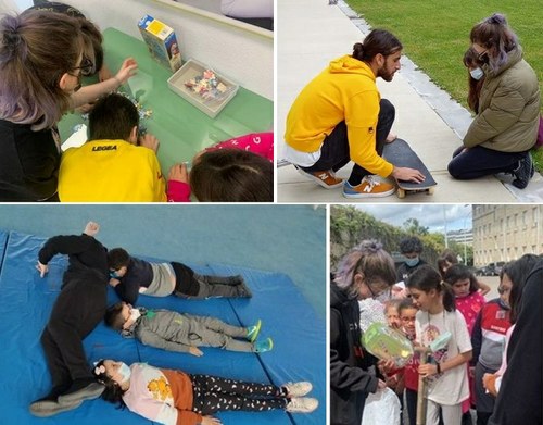 Collage con diversos momentos de la Escuela Deportiva