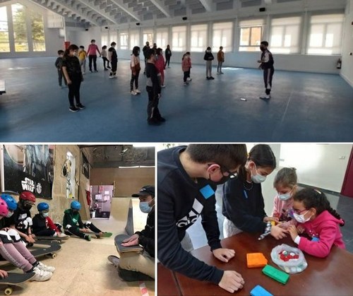 Collage con diversos momentos de la Escuela Deportiva