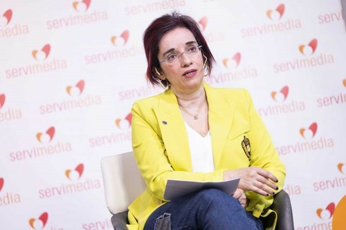 Pilar Villarino durante su entrevista en Servimedia