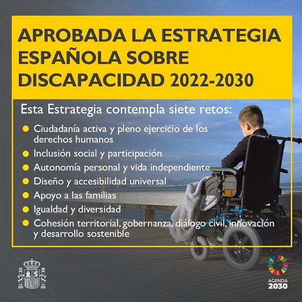Diapositiva cartel sobre la Estrategia española de discapacidad
