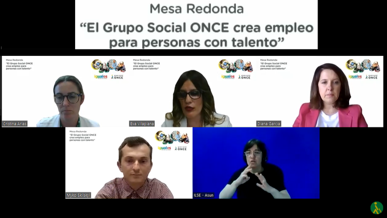 Pantallazo de la segunda mesa moderada por Cristina Arias