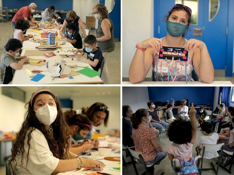 Collage de imágenes con los talleres de máscaras y de música