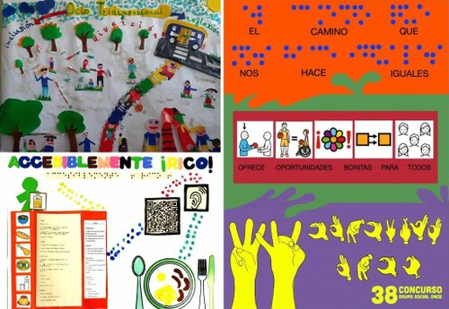 Collage de los carteles ganadores en la categoría A, B y E