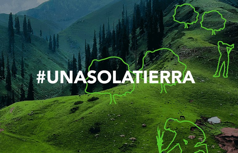 Dipositiva cartel de la jornada con el lema ‘#UnaSolaTierra