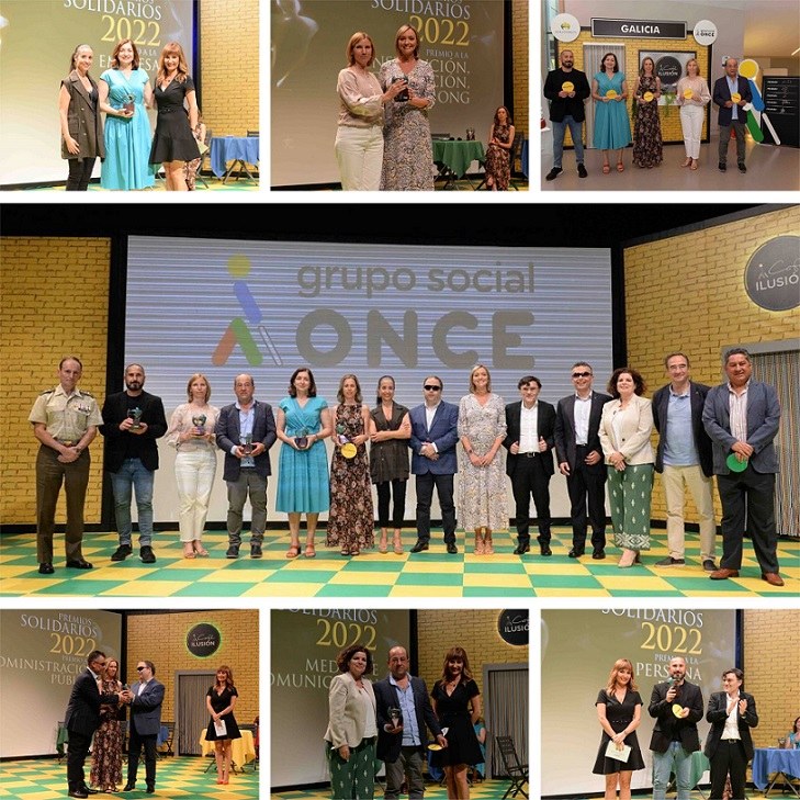 Collage de imágenes de los galardonados y las autoridades durante la gala