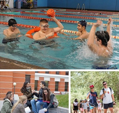 Distintas imágenes de jóvenes con discapacidad visual realizan actividades sociales y de ocio fuera del aula 