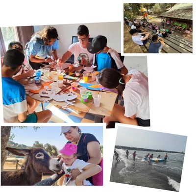 Collage con los diferentes campamentos de Andalucía