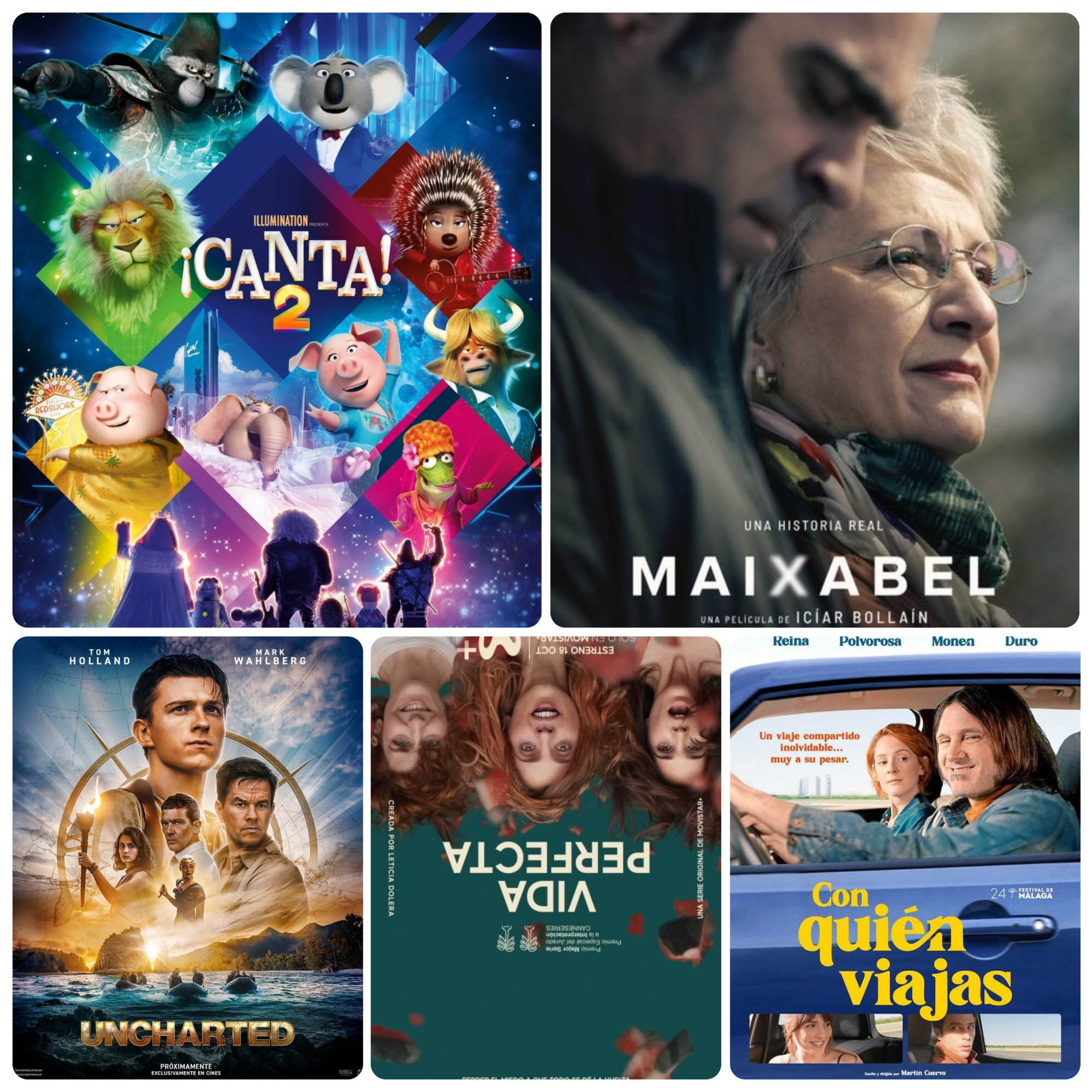 Collage con los carteles de las películas