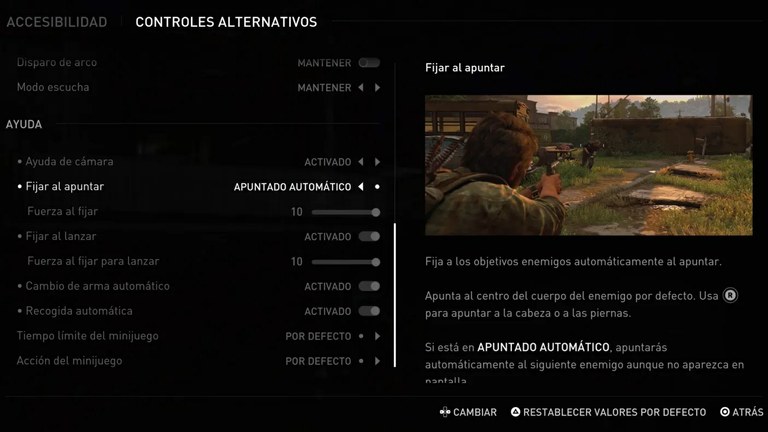 Imagen dl juego con controles alternativos