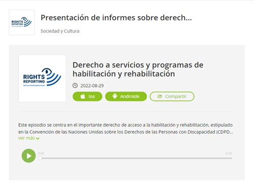 Pantallazo de la web de PODCAST de la EBU