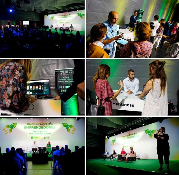 Distintos momentos de la jornada del Reto ONCE Innova Emprendedores