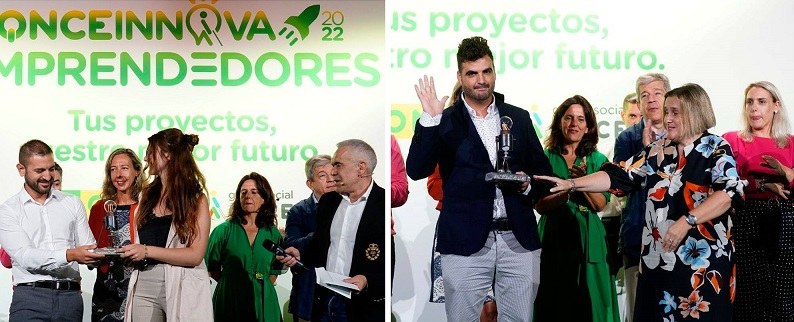 Javier Serrano,Mentiness, y Daniel Cucharero, Tifloactiva, recogen sus galardones