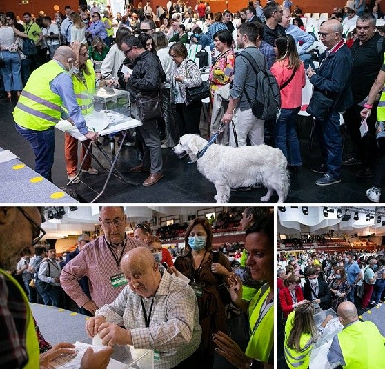 Collage de distintas mesas durante la votación de los congresistas a la nueva ejecutiva estatal de UP 
