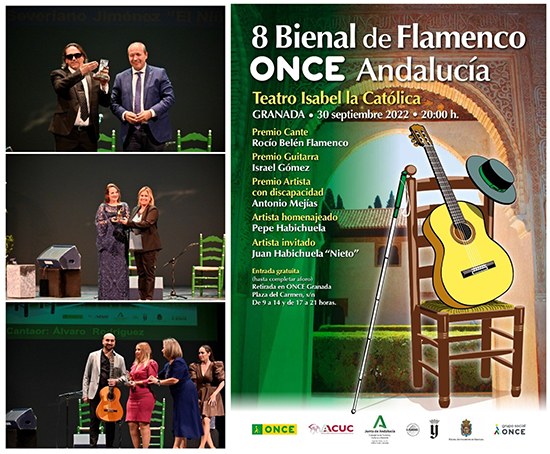Collage con los ganadores de la Bienal y el cartel