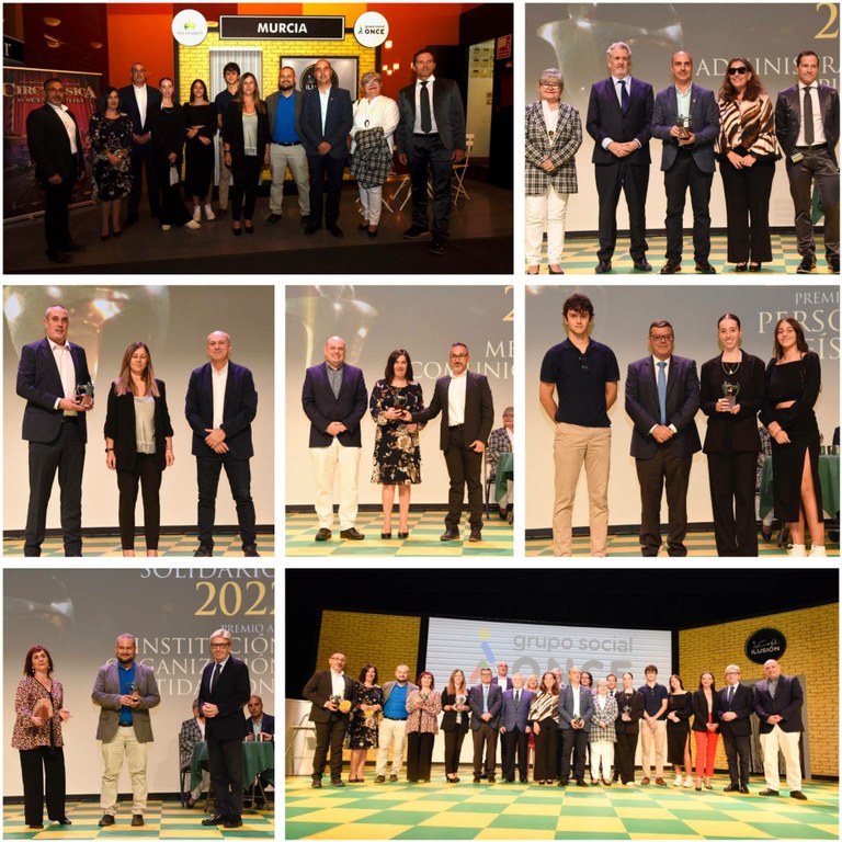 Collage con los premiados de los Solidarios Región de Murcia
