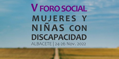 Diapositiva cartel del V Foro Social de Mujeres y Niñas con Discapacidad