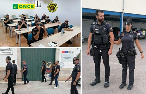 Collage de imágenes de distiintos momentos de la formación a la policía local de Orihuela