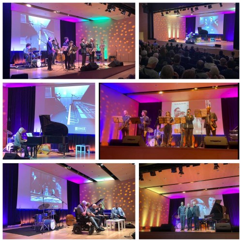Collage con varios momentos del homenaje