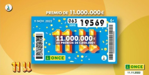 Cupón premiado en el sorteo del 11 del 11