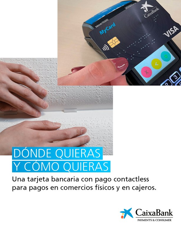 Cartel diapositiva para la promoción de la tarjeta en braille de CaixaBank