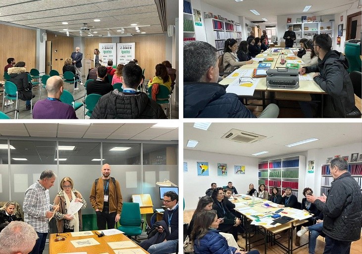Diversas imágenes de la visita de los estudiantes a la sede almeriense de la ONCE