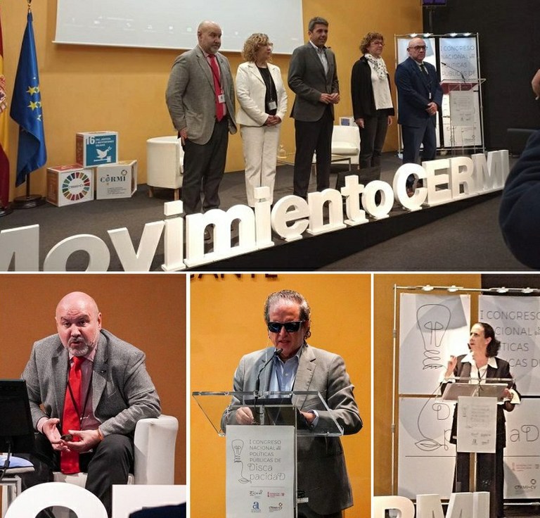 Arriba, acto de inauguración, y abajo, de izda a dcha Luis Cayo Pérez, Rafael de Lorenzo y Ana Peláez