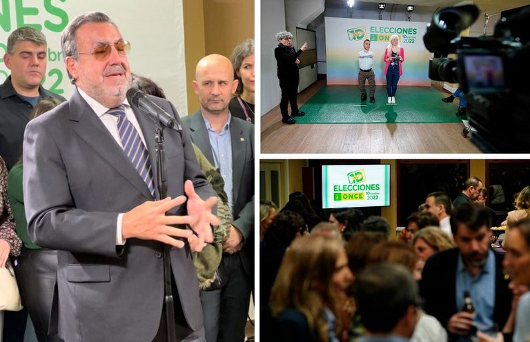 Colage de imágenes de la noche electoral, con Miguel Carballeda a la izda. en el discurso de final de resultados